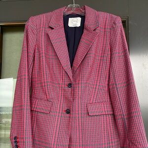 CIRCOLO 1901 (Sold @ Nordstrom) Pink/Navy Plaid Lined Blazer: W - Size 6
